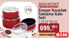 BONERA EMAYE YUVARLAK SAKLAMA KABI SETİ 3'LÜ